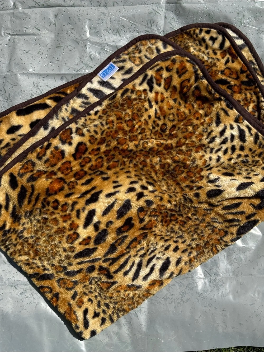 Leopard Print Shavel Faux Fur Throw Blanket - Brown/Tan/Black